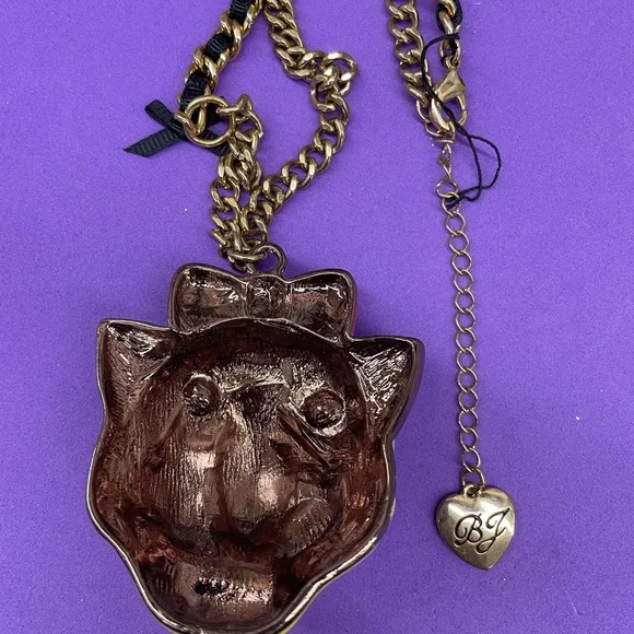 Betsey Johnson Yellow Leopard Necklace with Blue Accents - Picture 3 of 5